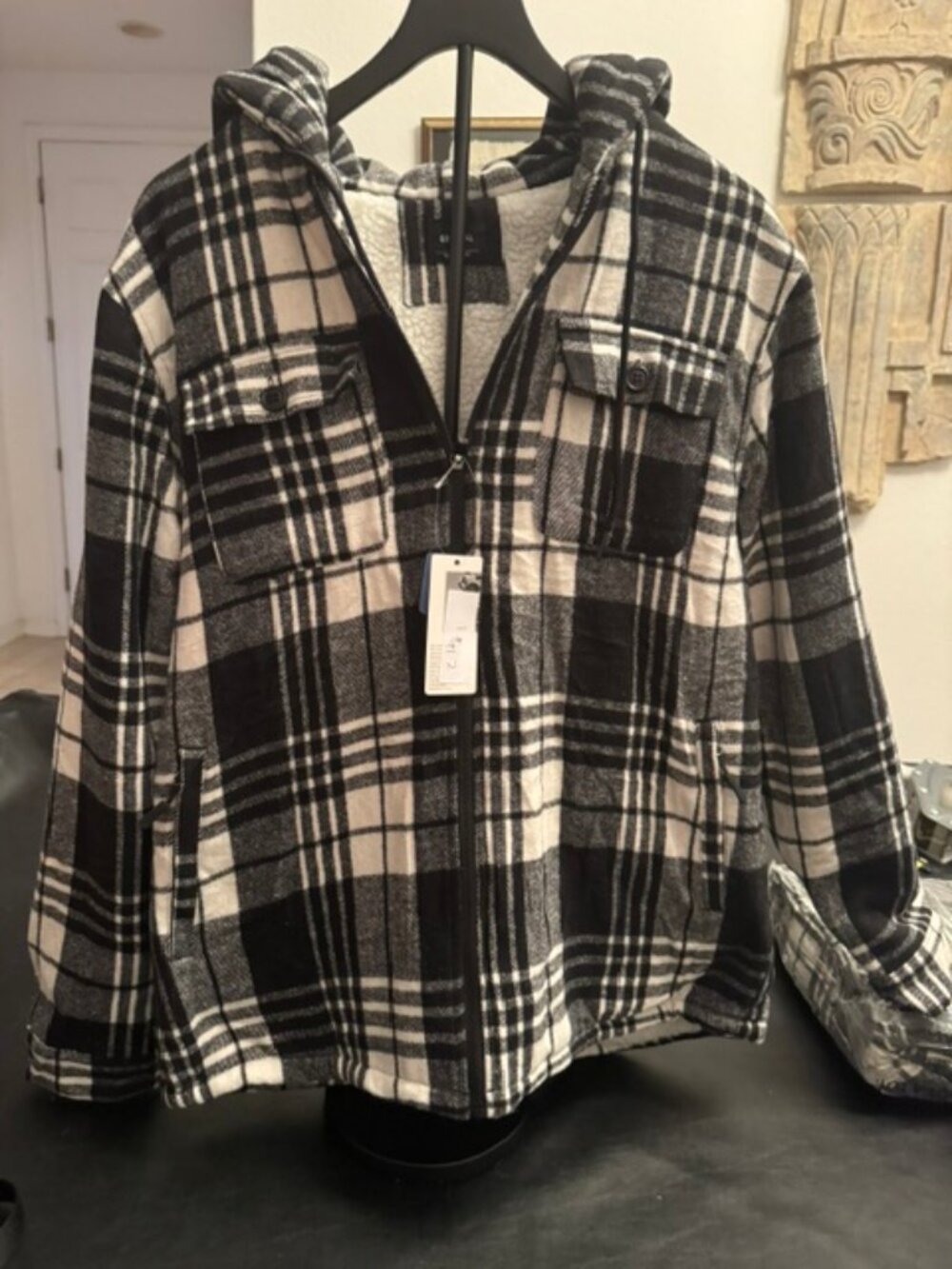 Gradual Sherpa Lined Plaid Hooded Jacket Shacket NWT Men's Large
